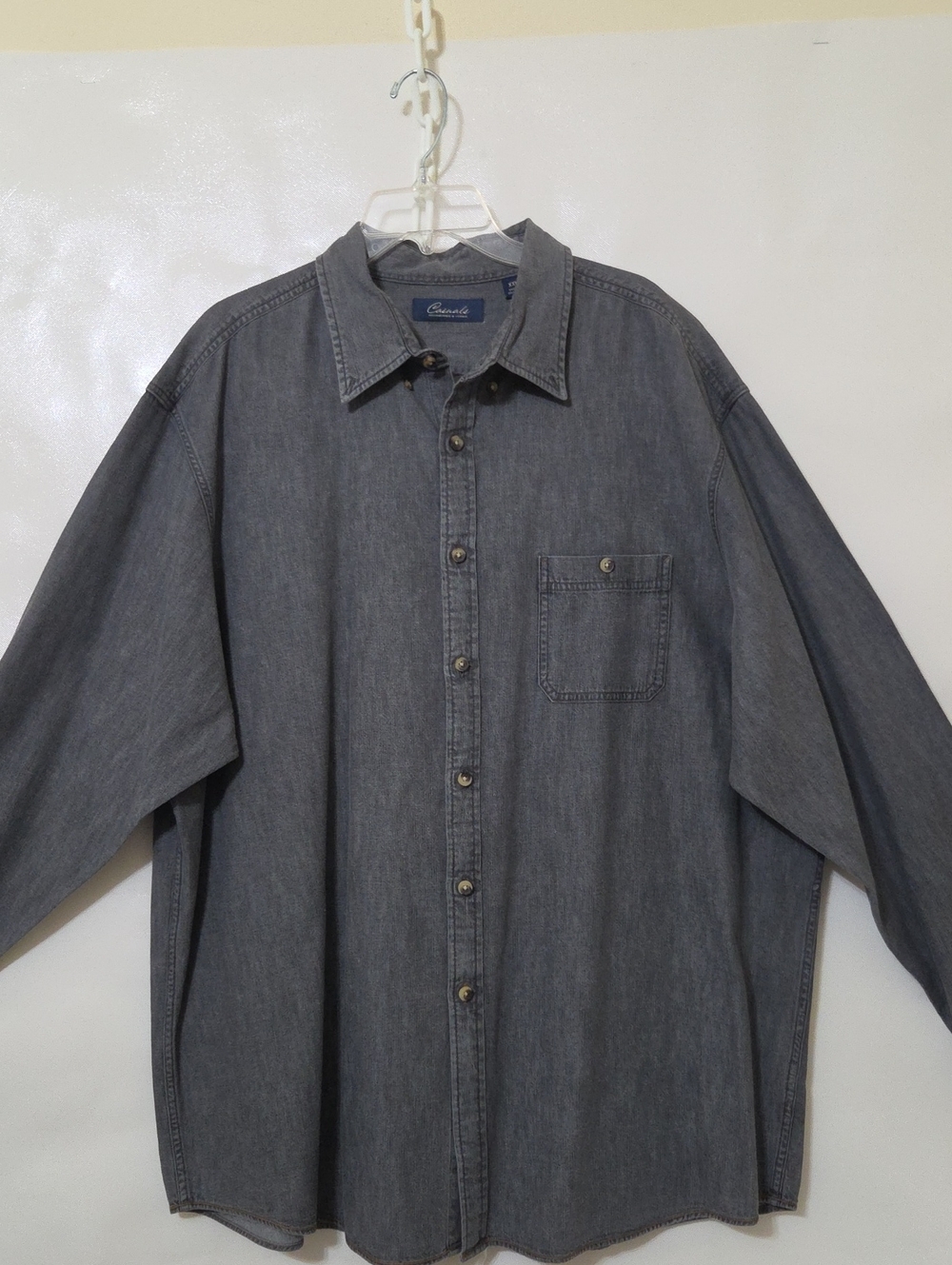 Roundtree & Yorke Casuals Classic Gray Denim Button-Down Shirt  - Size XXL‎